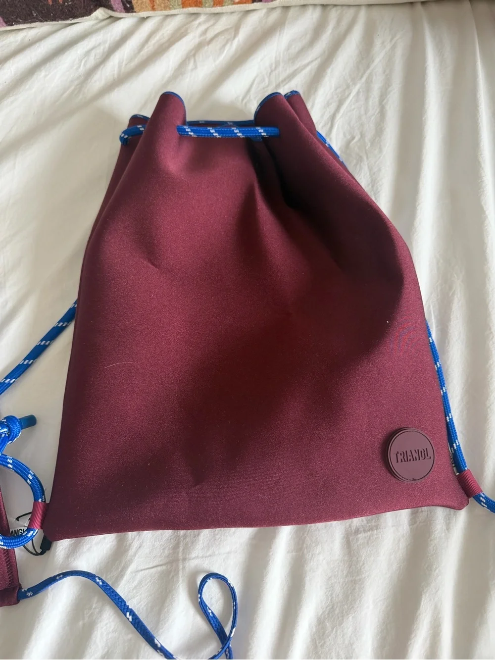triangl swimwear Burgundy Triangle Bikini with Blue Ties